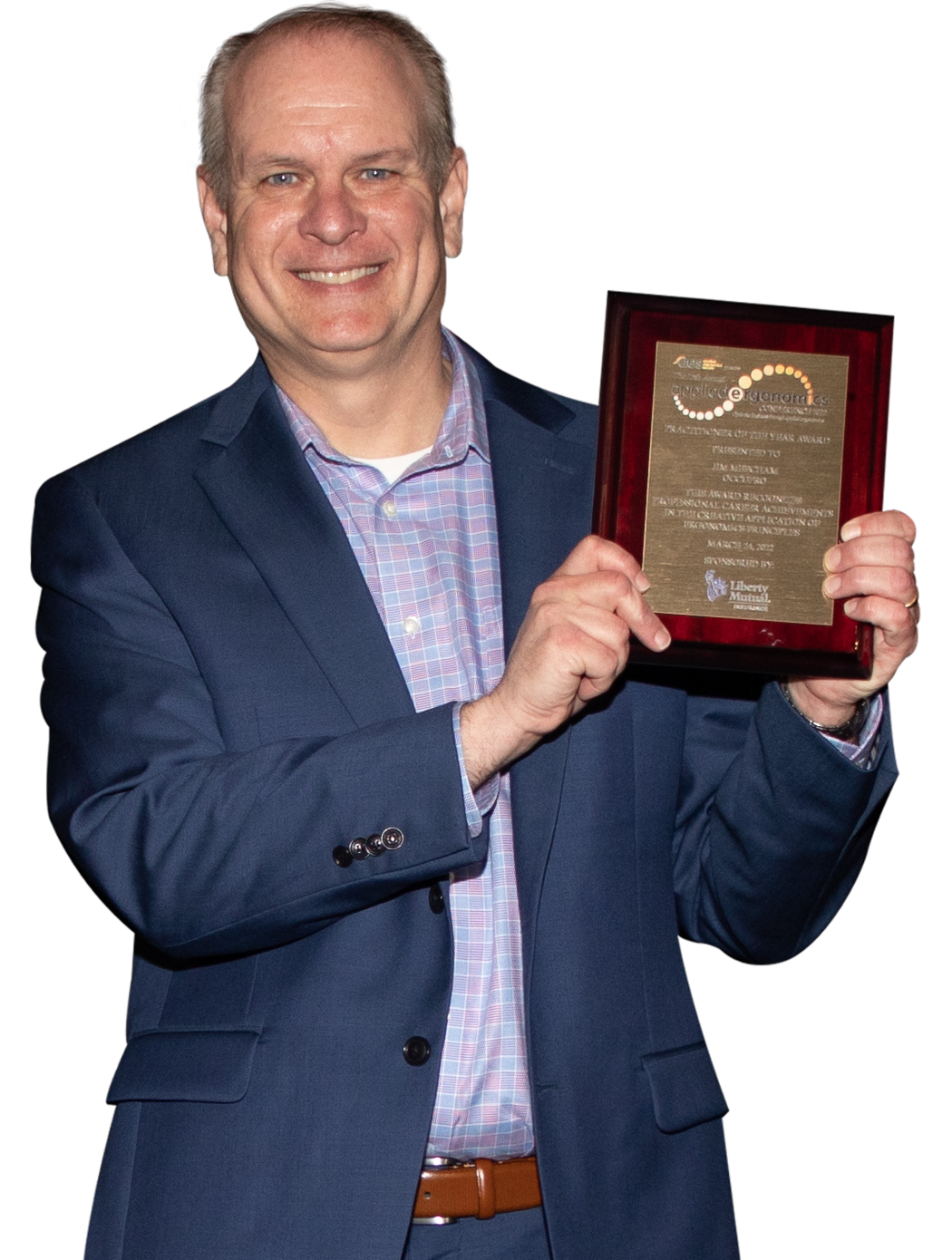 jim Mecham holding award