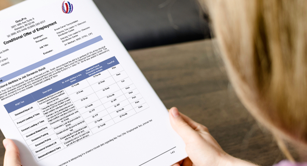 Employer reading a Post Offer Employment Test