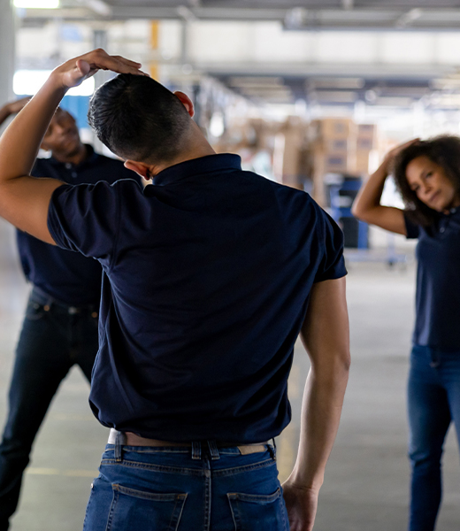 Group performing neck stretch