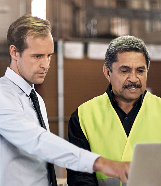 Therapist performing a job analysis with employee